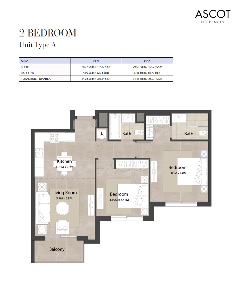 2 Beds 909 Sq. Ft. Apartment in Nshama Ascot Residences