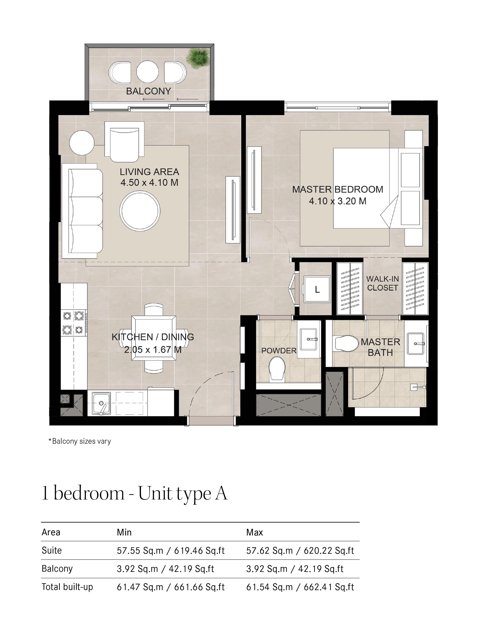 Nshama Baltimore 1 Bed Layout