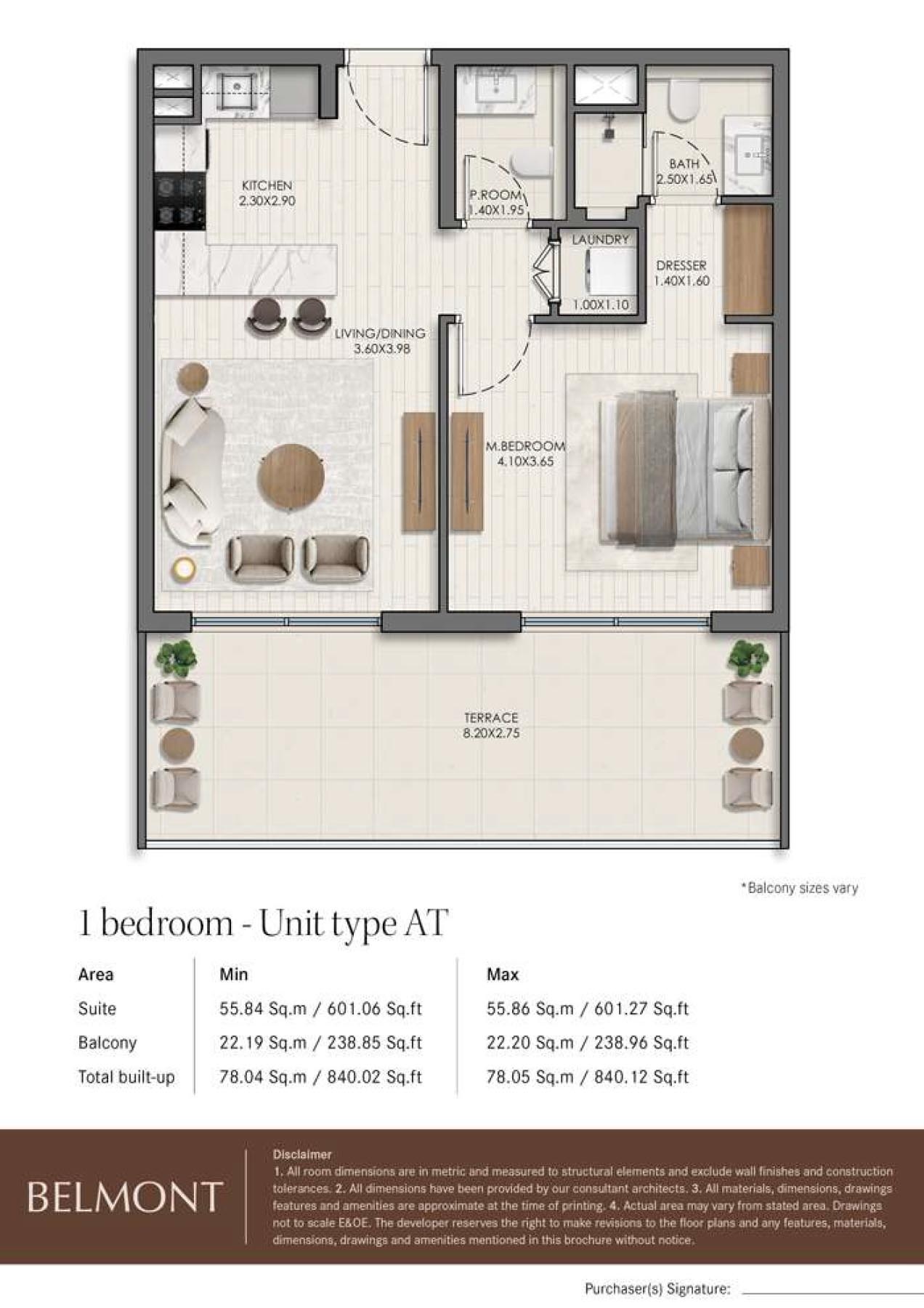 1 Bed 840 Sq. Ft. Apartment in Nshama Belmont
