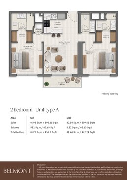2 Beds 962 Sq. Ft. Apartment in Nshama Belmont