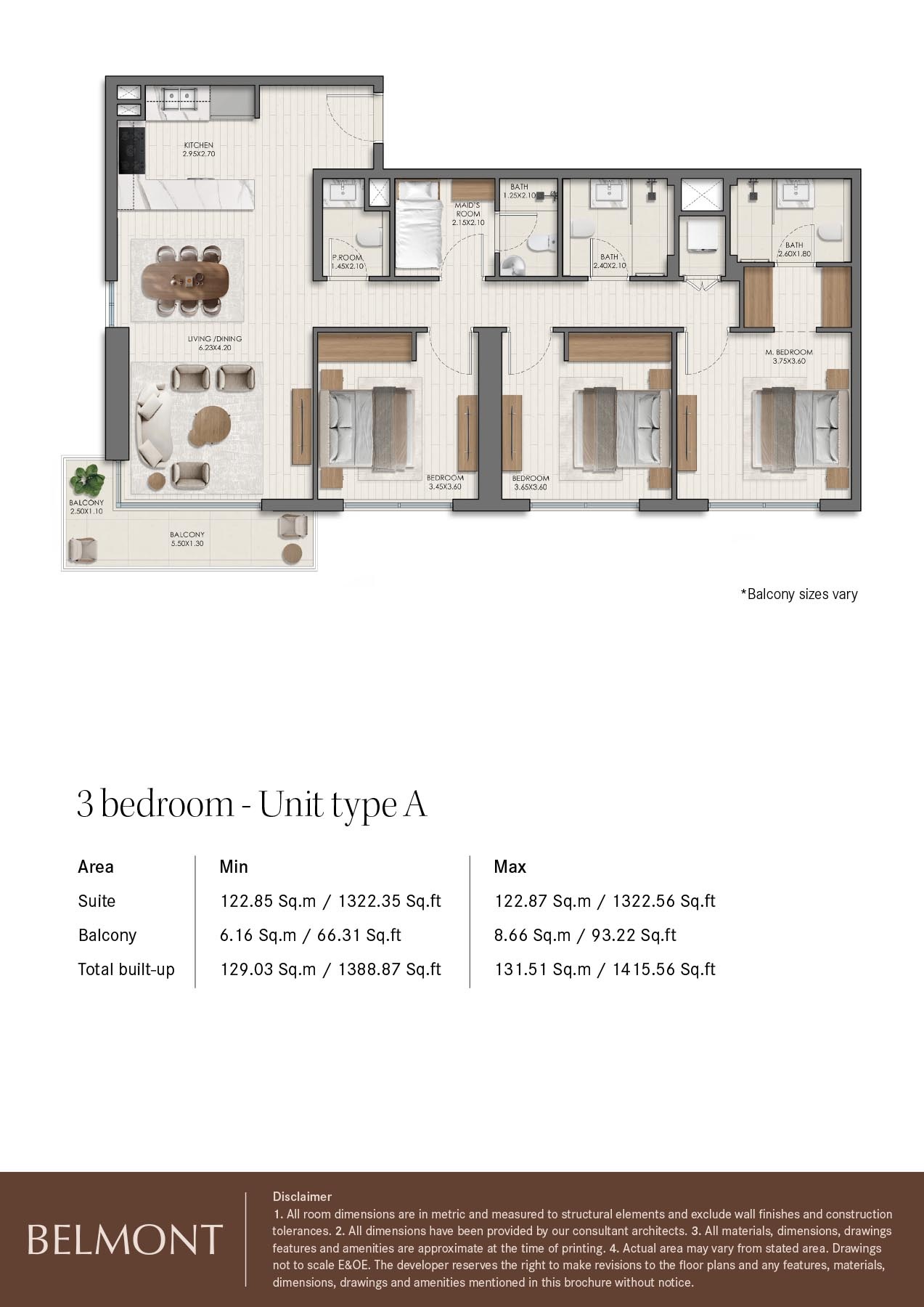 3 Beds 1415 Sq. Ft. Apartment in Nshama Belmont