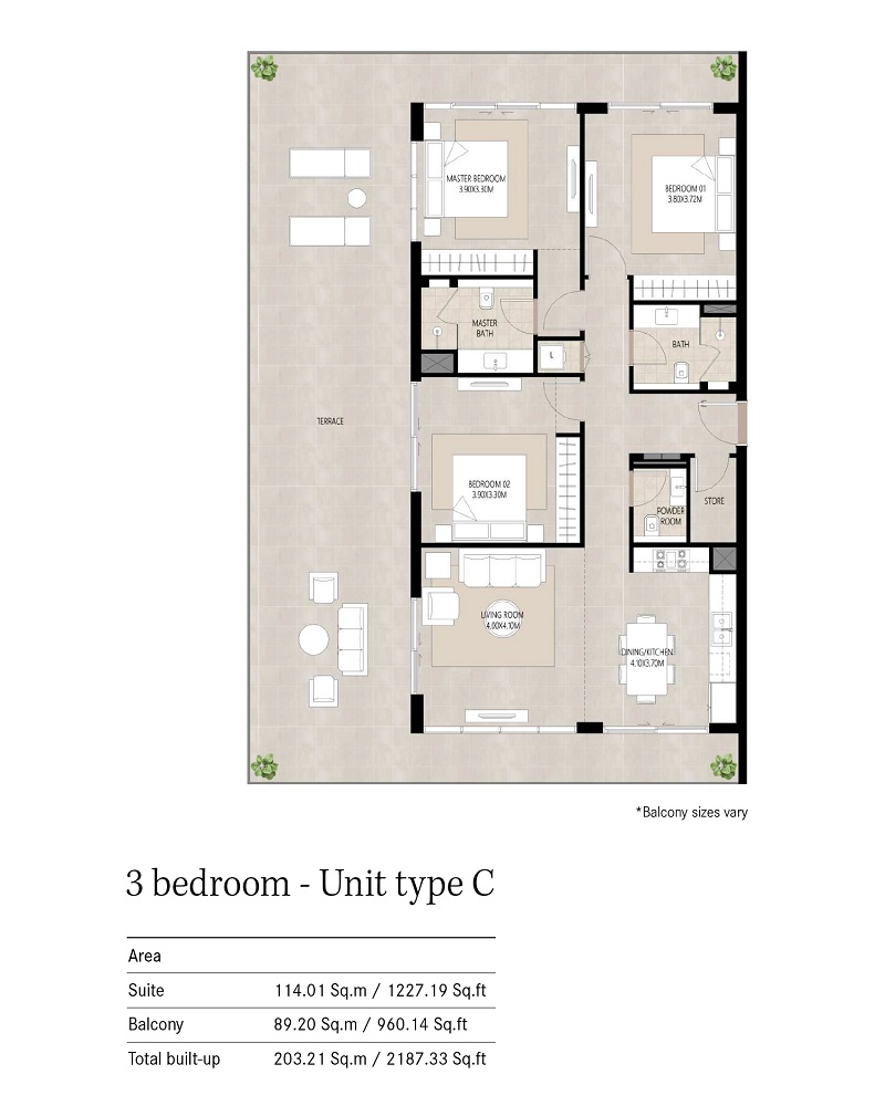 Nshama Berkshire Park 3 Beds Layout