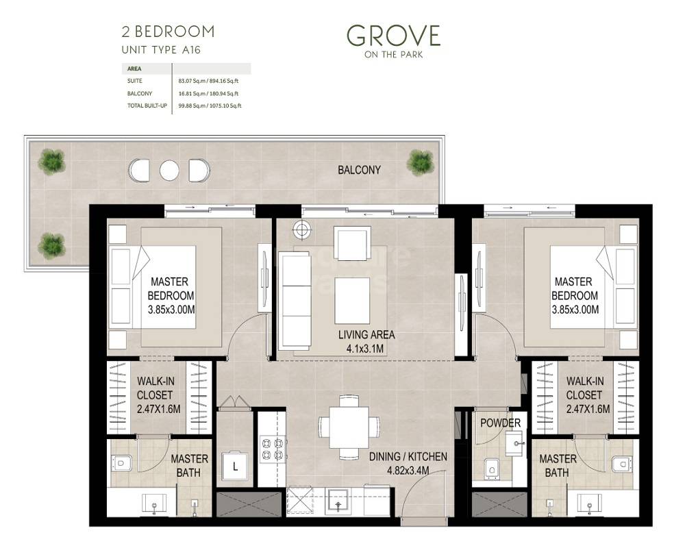 2 Beds 1075 Sq. Ft. Apartment in Nshama Grove On The Park