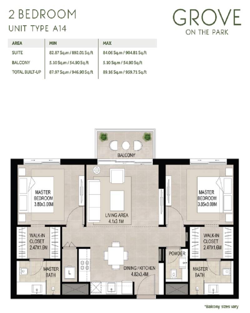 2 Beds 947 Sq. Ft. Apartment in Nshama Grove On The Park