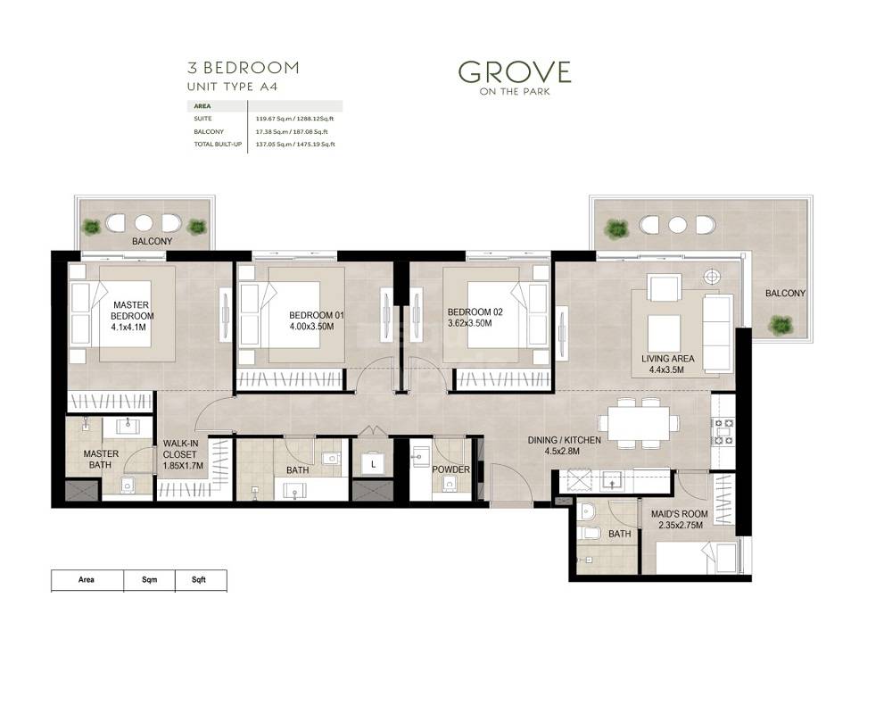 3 Beds 1475 Sq. Ft. Apartment in Nshama Grove On The Park
