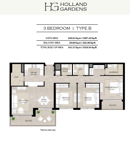 3 Beds 1520 Sq. Ft. Apartment in Nshama Holland Gardens Apartments