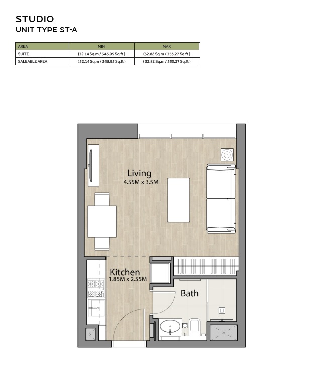 Nshama Liva Apartments Studio Layout