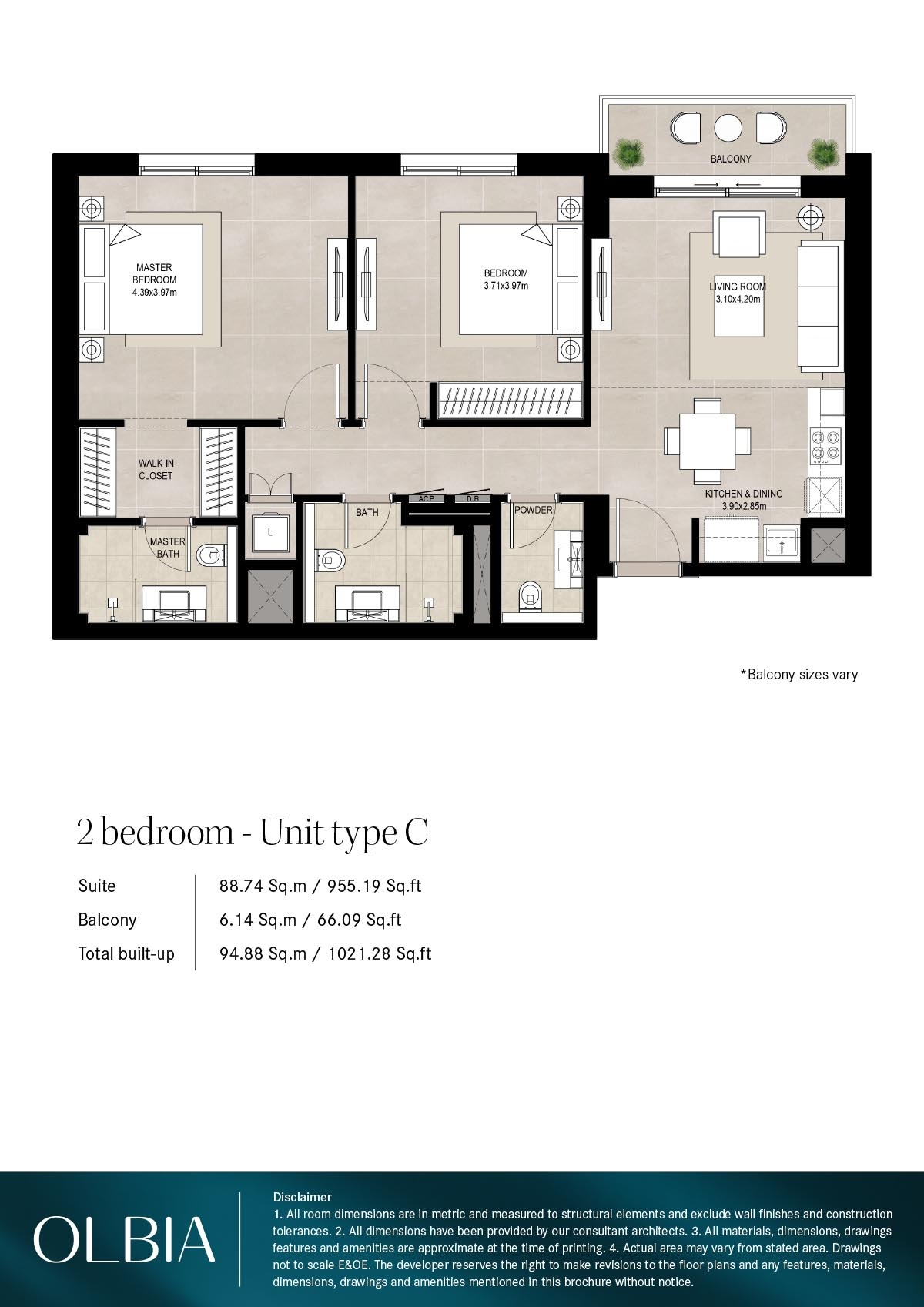 Nshama Olbia 2 Beds Layout