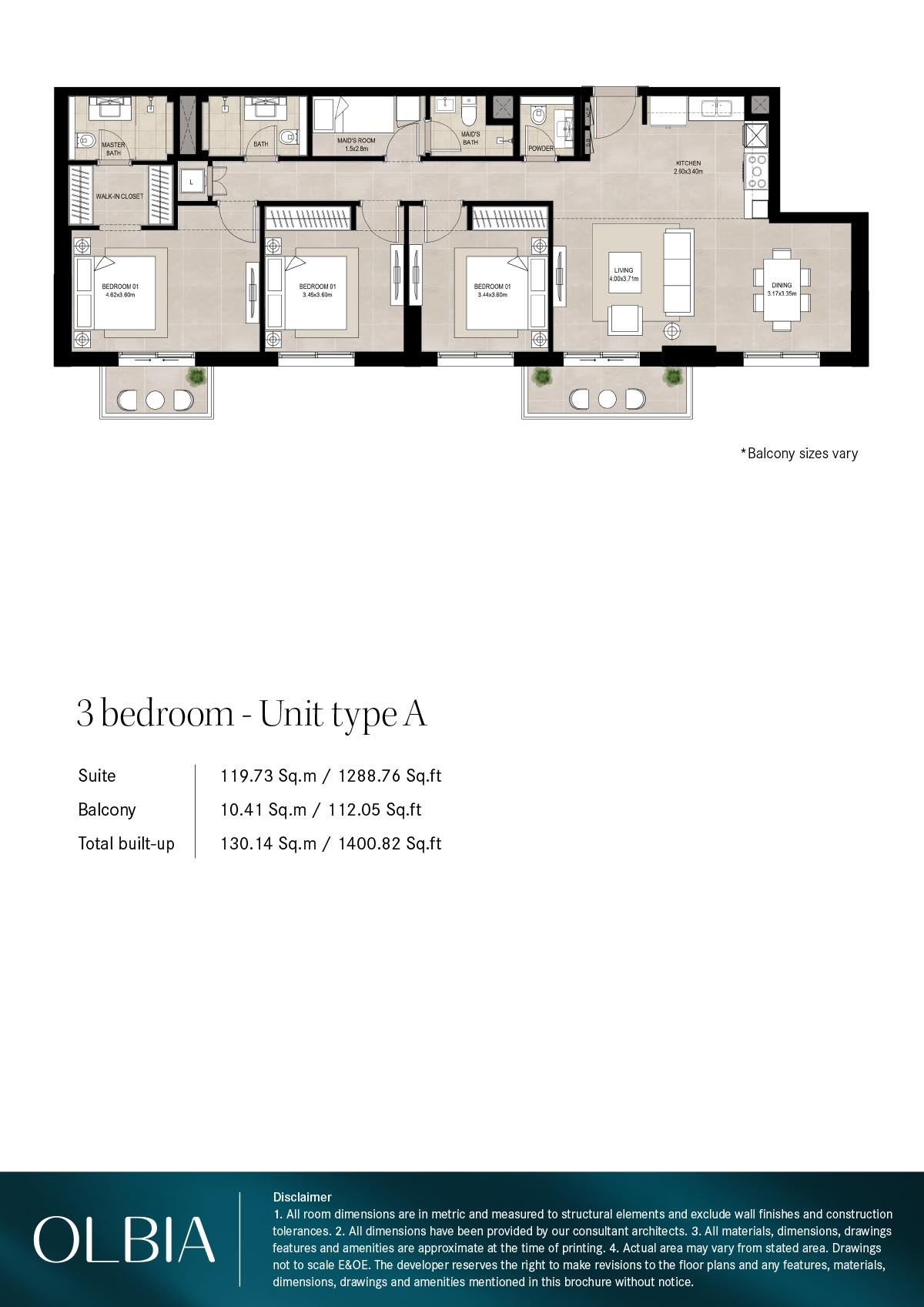 Nshama Olbia 3 Beds Layout
