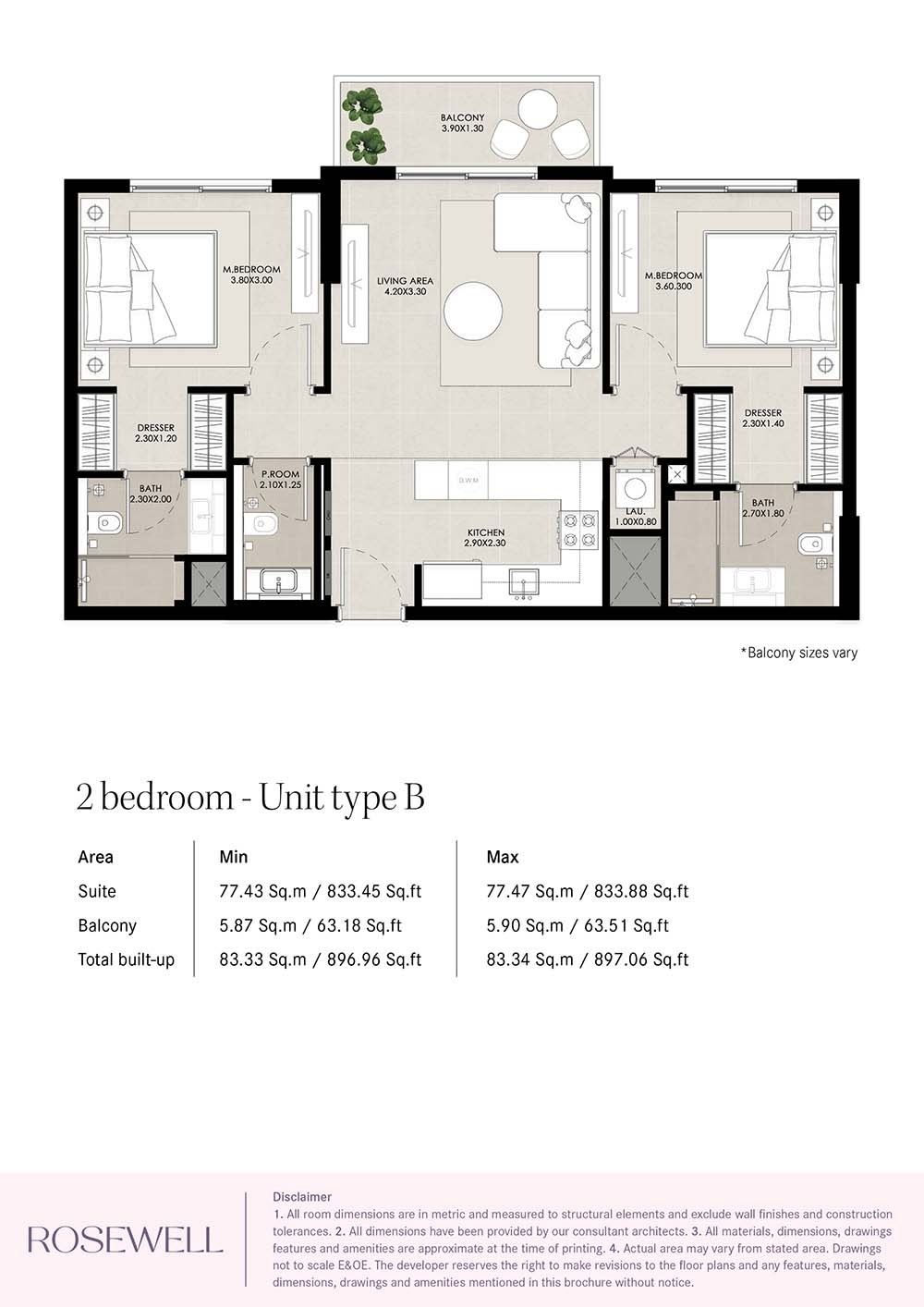 Nshama Rosewell 2 Beds Layout