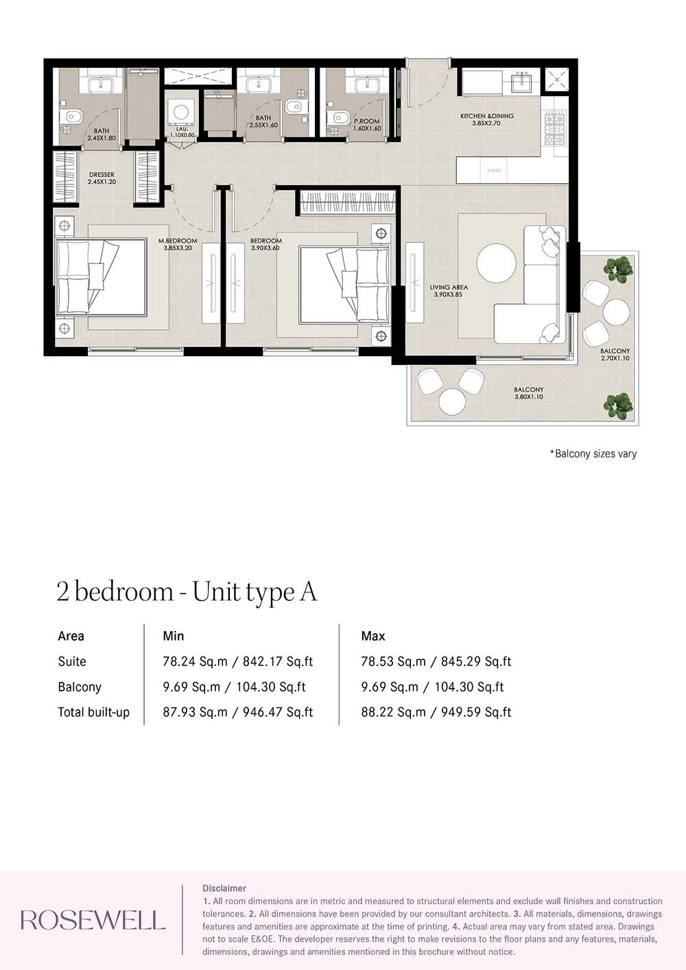 Nshama Rosewell 2 Beds Layout