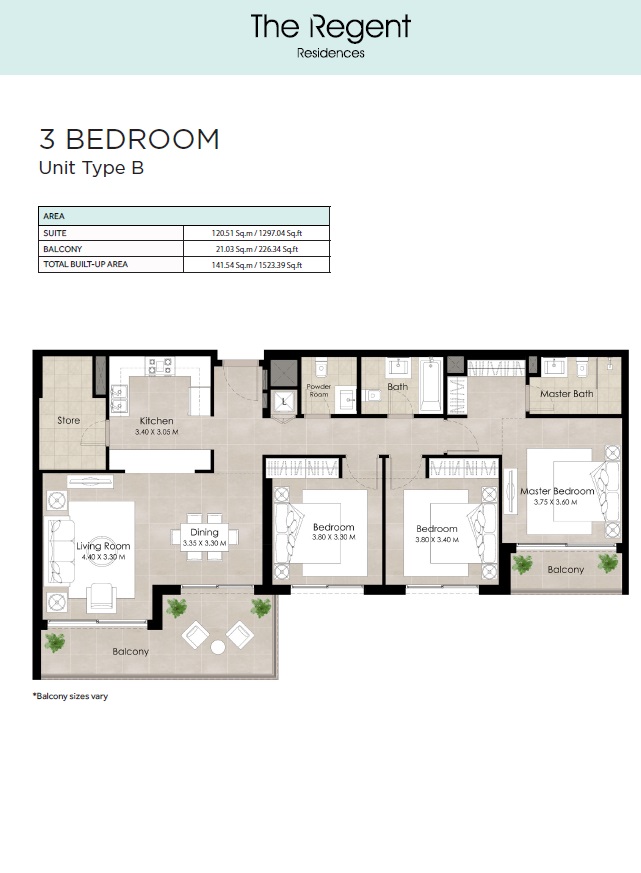 Nshama The Regent Residences 3 Beds Layout