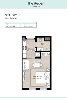 336 Sq. Ft. Studio in Nshama The Regent Residences