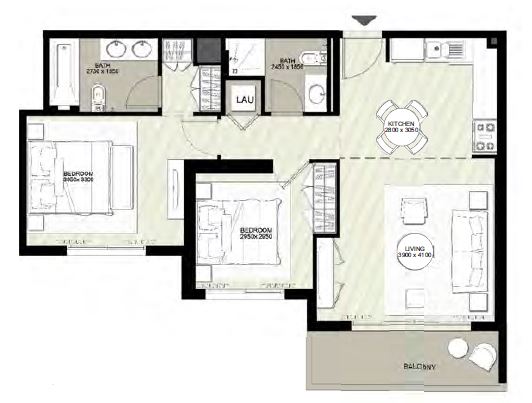 Nshama Town Square Rawda 2 2 Beds Layout