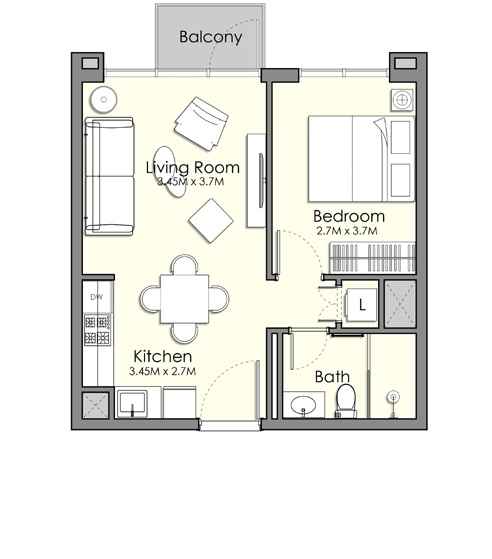Nshama Town Square UAN 1 Bed Layout