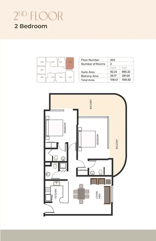Nuri Sukoon 2 Beds Layout
