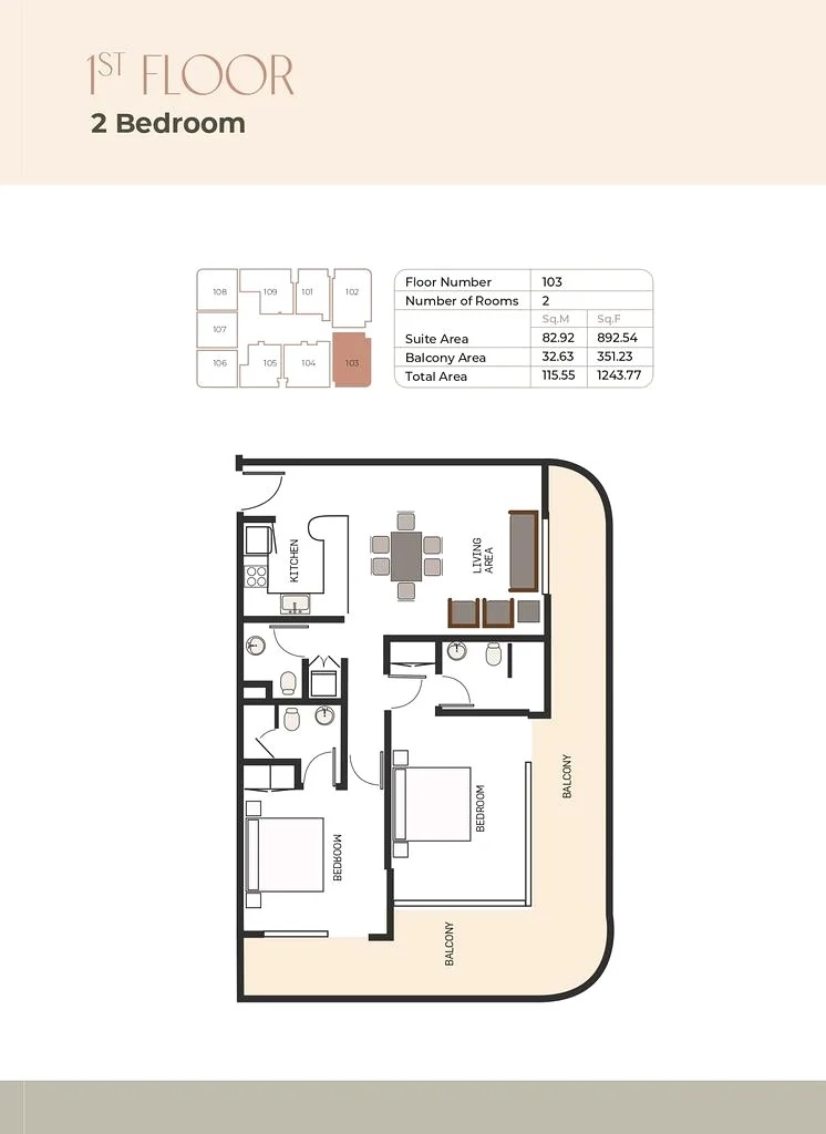 Nuri Sukoon 2 Beds Layout