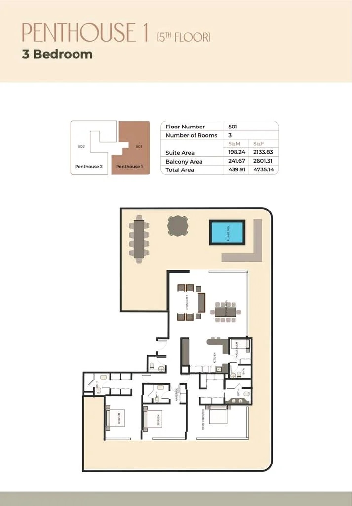 Nuri Sukoon 3 Beds Layout