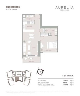 1 Bed 770 Sq. Ft. Apartment in Object 1 Aurelia Residence