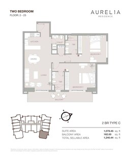 2 Beds 1240 Sq. Ft. Apartment in Object 1 Aurelia Residence