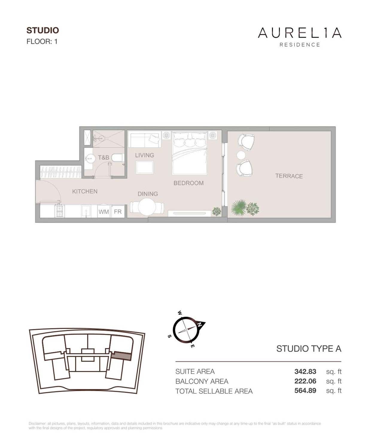 564 Sq. Ft. Studio in Object 1 Aurelia Residence