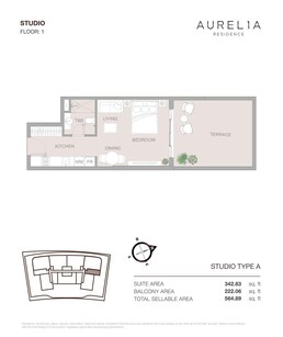 564 Sq. Ft. Studio in Object 1 Aurelia Residence