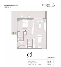 2 Beds 967 Sq. Ft. Apartment in Object 1 Essenlife
