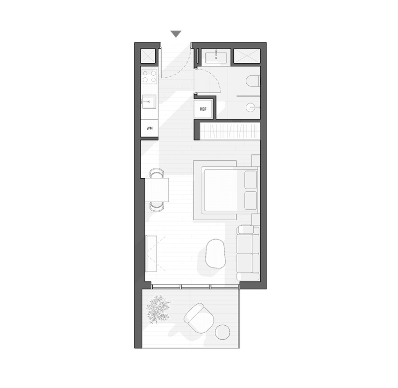 439 Sq. Ft. Studio in Object 1Wood Residence