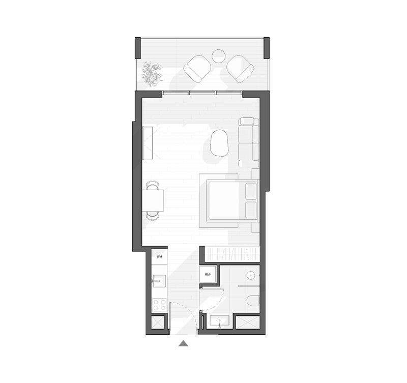 531 Sq. Ft. Studio in Object 1Wood Residence