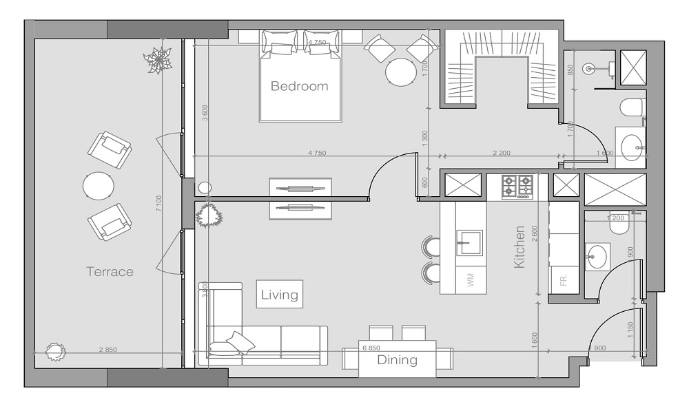 Object Ozone 1 Residences 1 Bed Layout