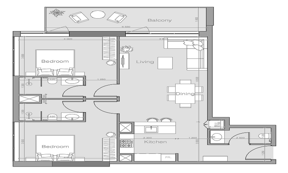 Object Ozone 1 Residences 2 Beds Layout