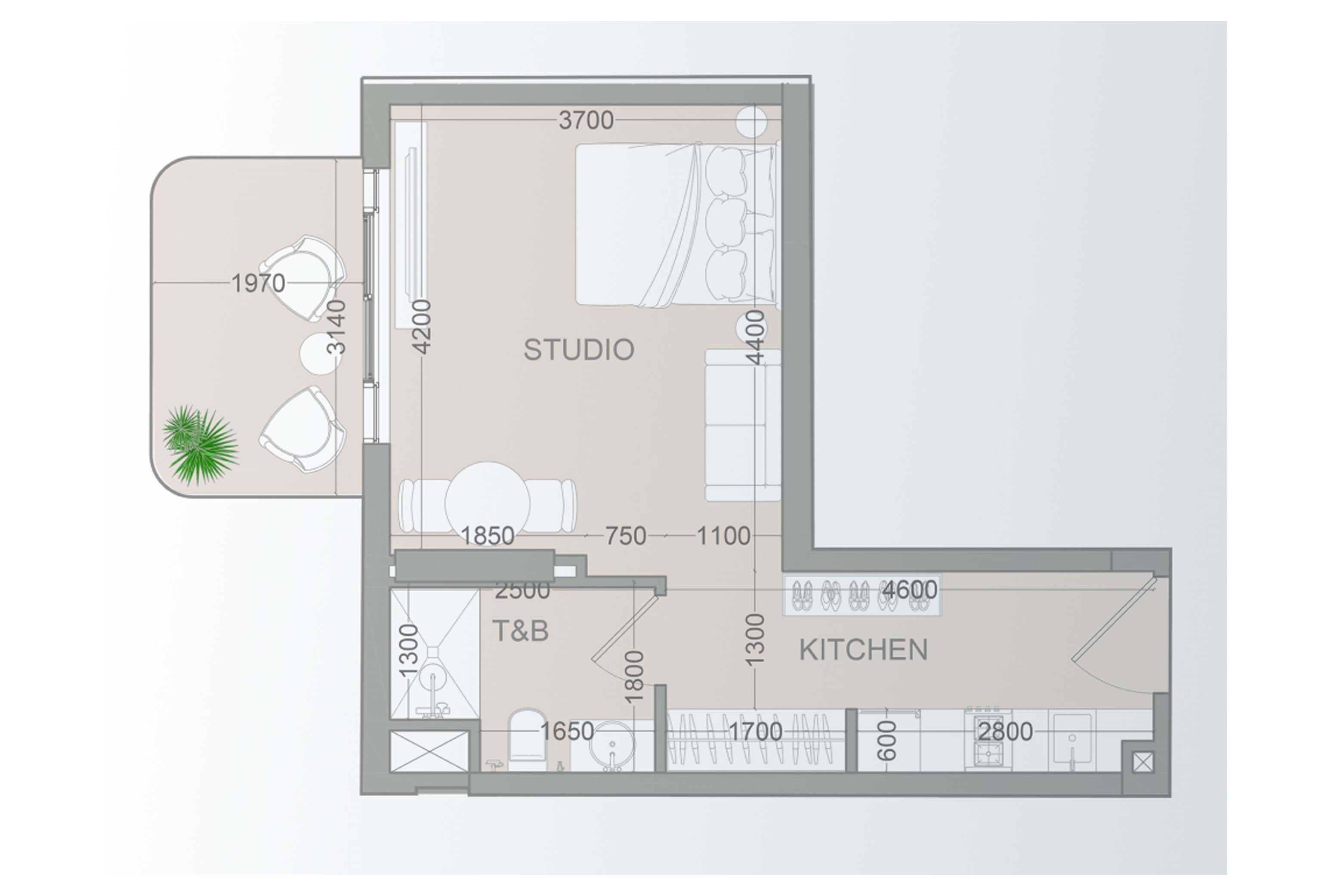 429 Sq. Ft. Studio in Object Tetr1s Tower