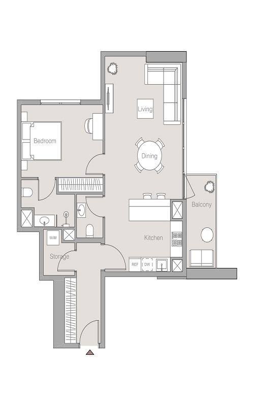 Object V1TER Residence 1 Bed Layout