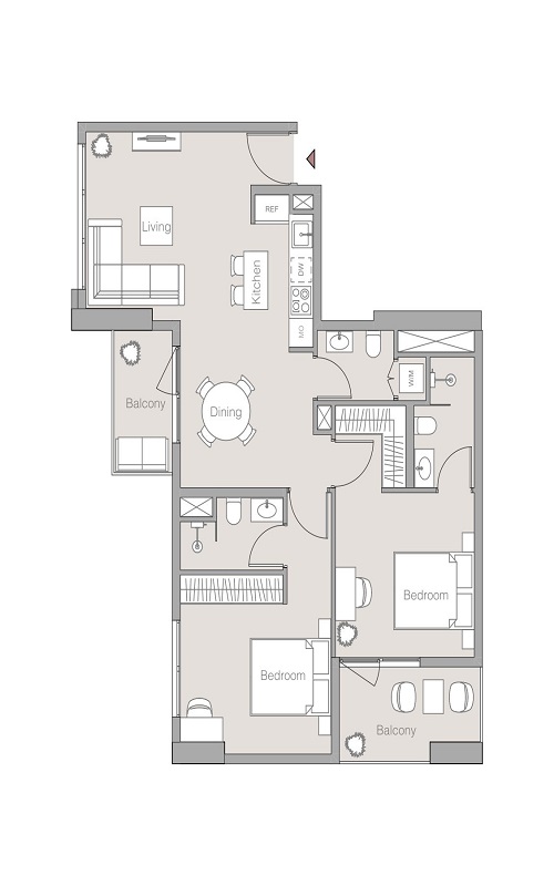 Object V1TER Residence 2 Beds Layout