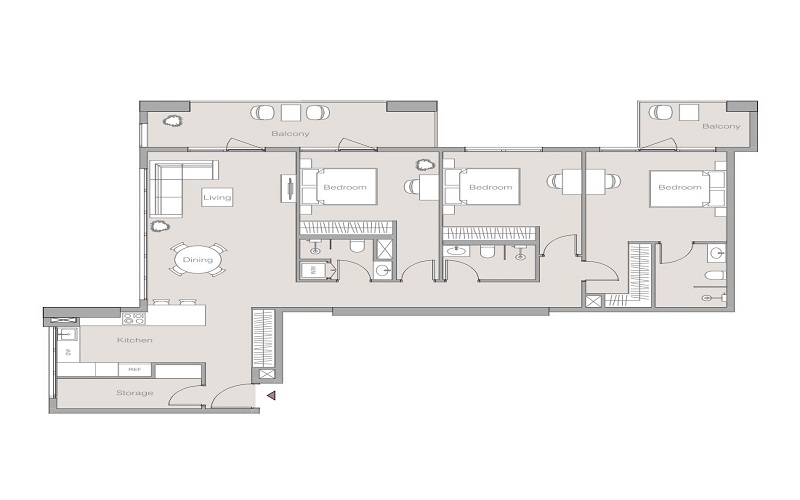 Object V1TER Residence 3 Beds Layout