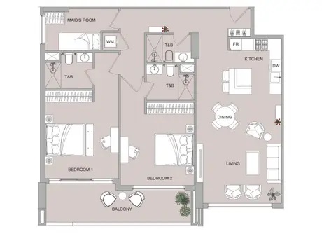 Object VERDAN1A 1 2 Beds Layout