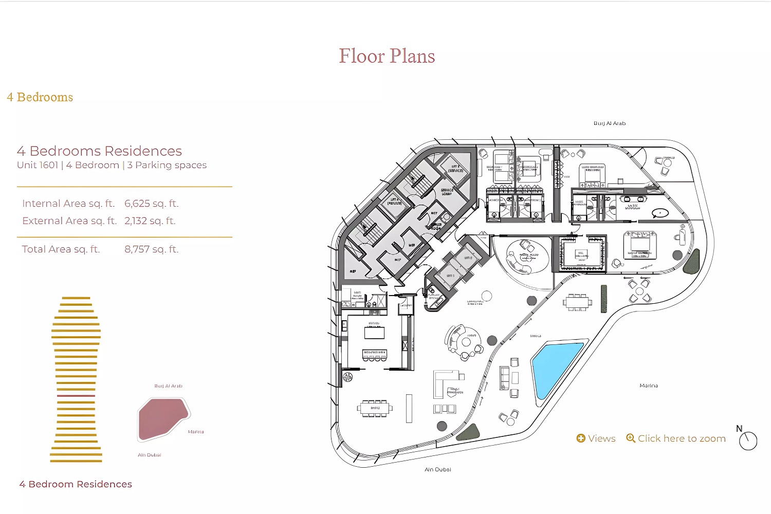 Omniyat AVA Dorchester Collection 4 Beds Layout