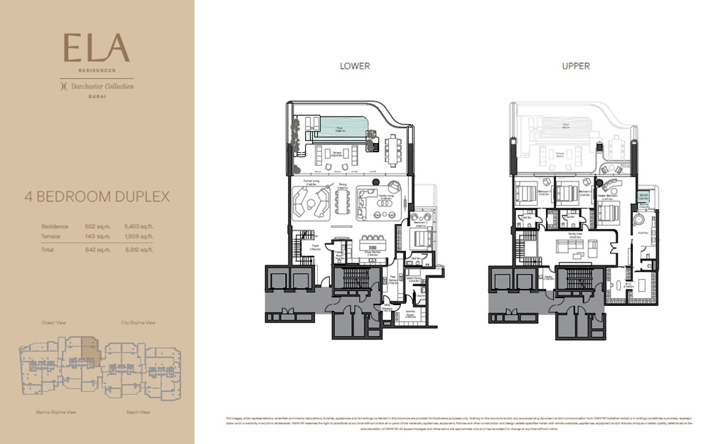 Omniyat Ela 4 Beds Layout