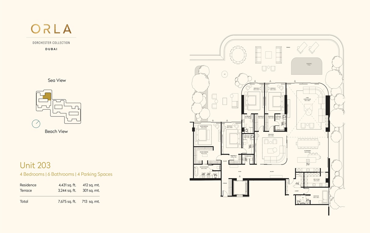 Omniyat Orla 4 Beds Layout