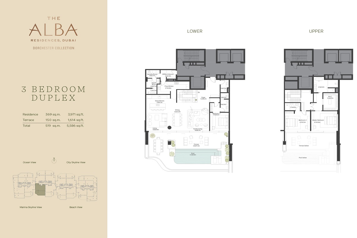 Omniyat The Alba Residences 3 Beds Layout