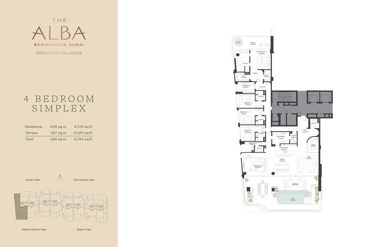 Omniyat The Alba Residences 3 Beds Layout