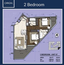 2 Beds 1381 Sq. Ft. Apartment in Orion Building