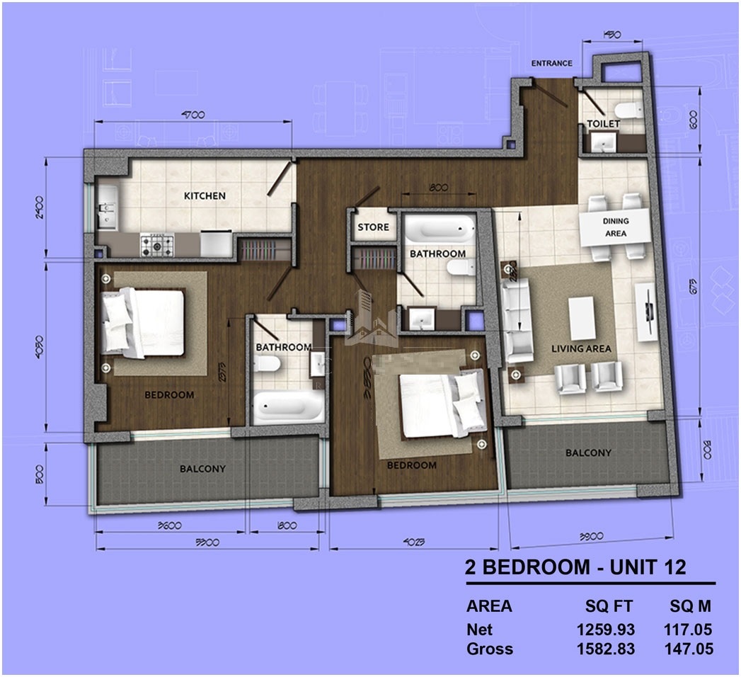 Orion Residences 3 Beds Layout