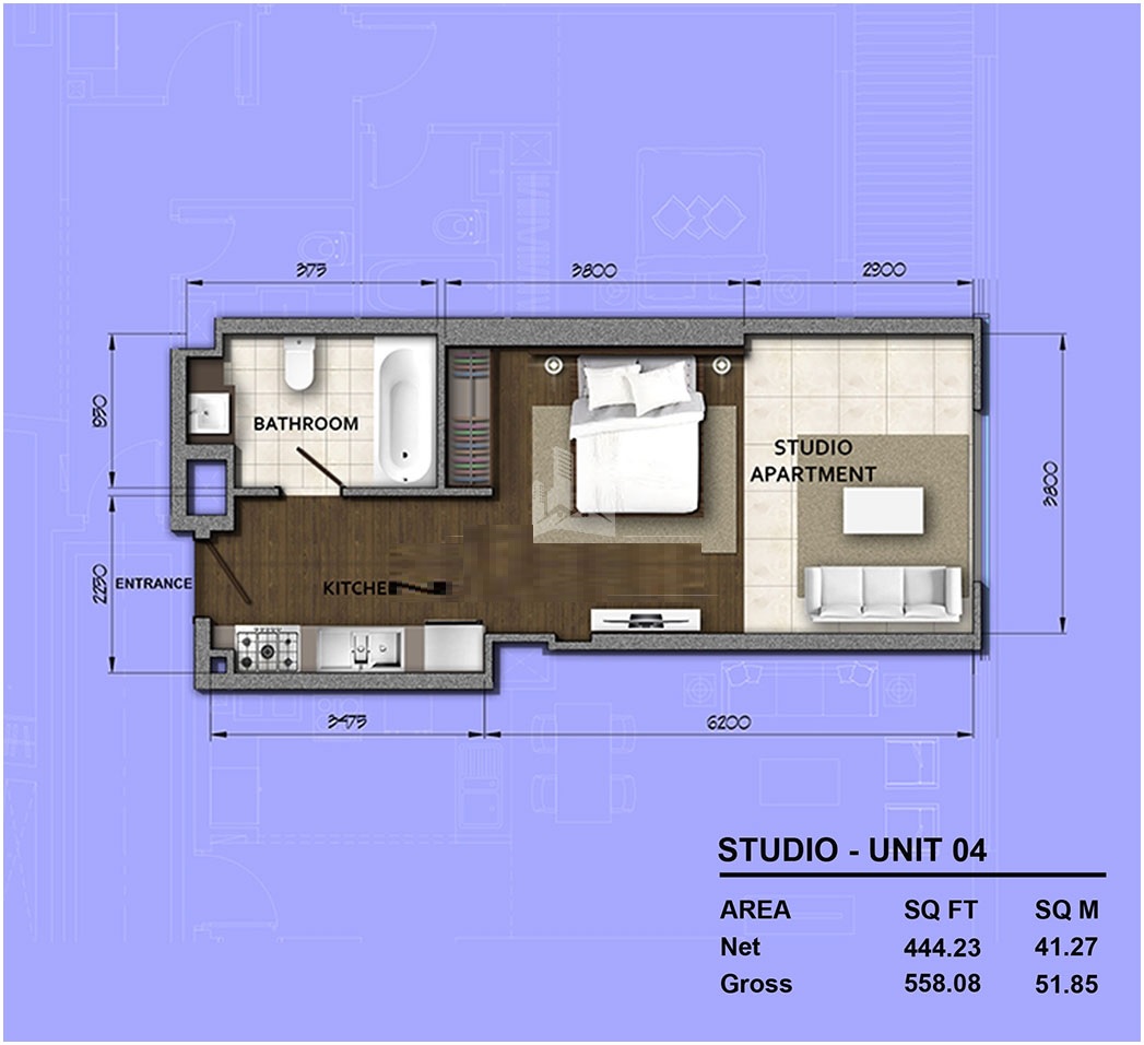 Orion Residences Studio Layout