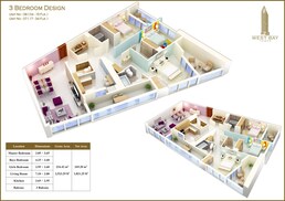 3 Beds 2523 Sq. Ft. Apartment in Orion West Bay Tower