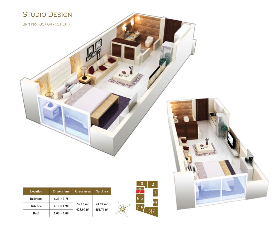Orion West Bay Tower Studio Layout
