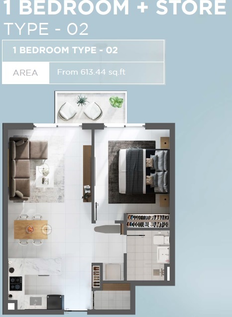 ORO24 Torino 1 Bed Layout