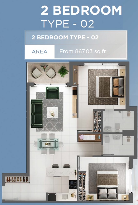 ORO24 Torino 2 Beds Layout