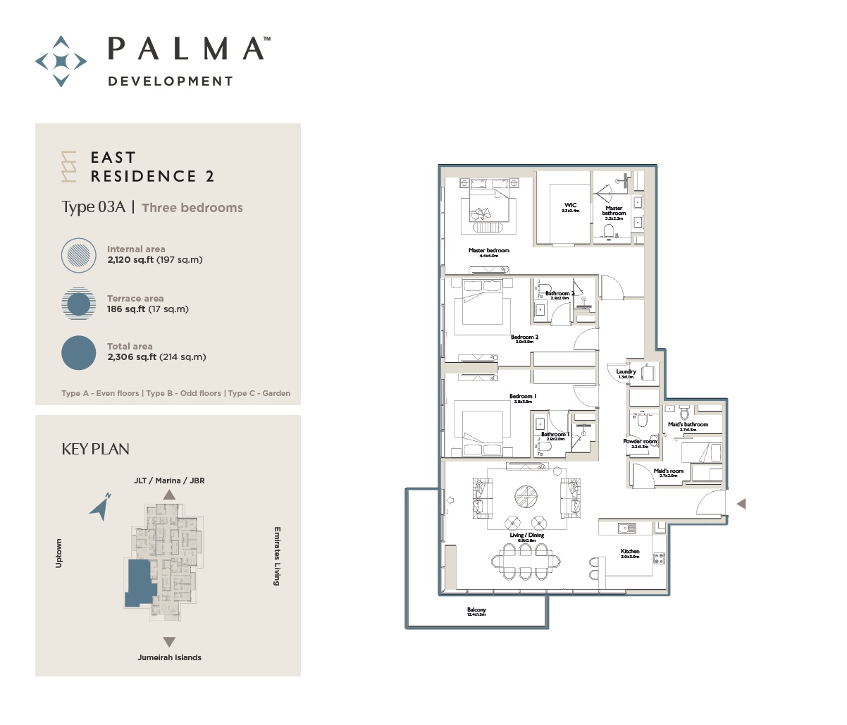 2 Beds 2306 Sq. Ft. Apartment in Palma East Residence