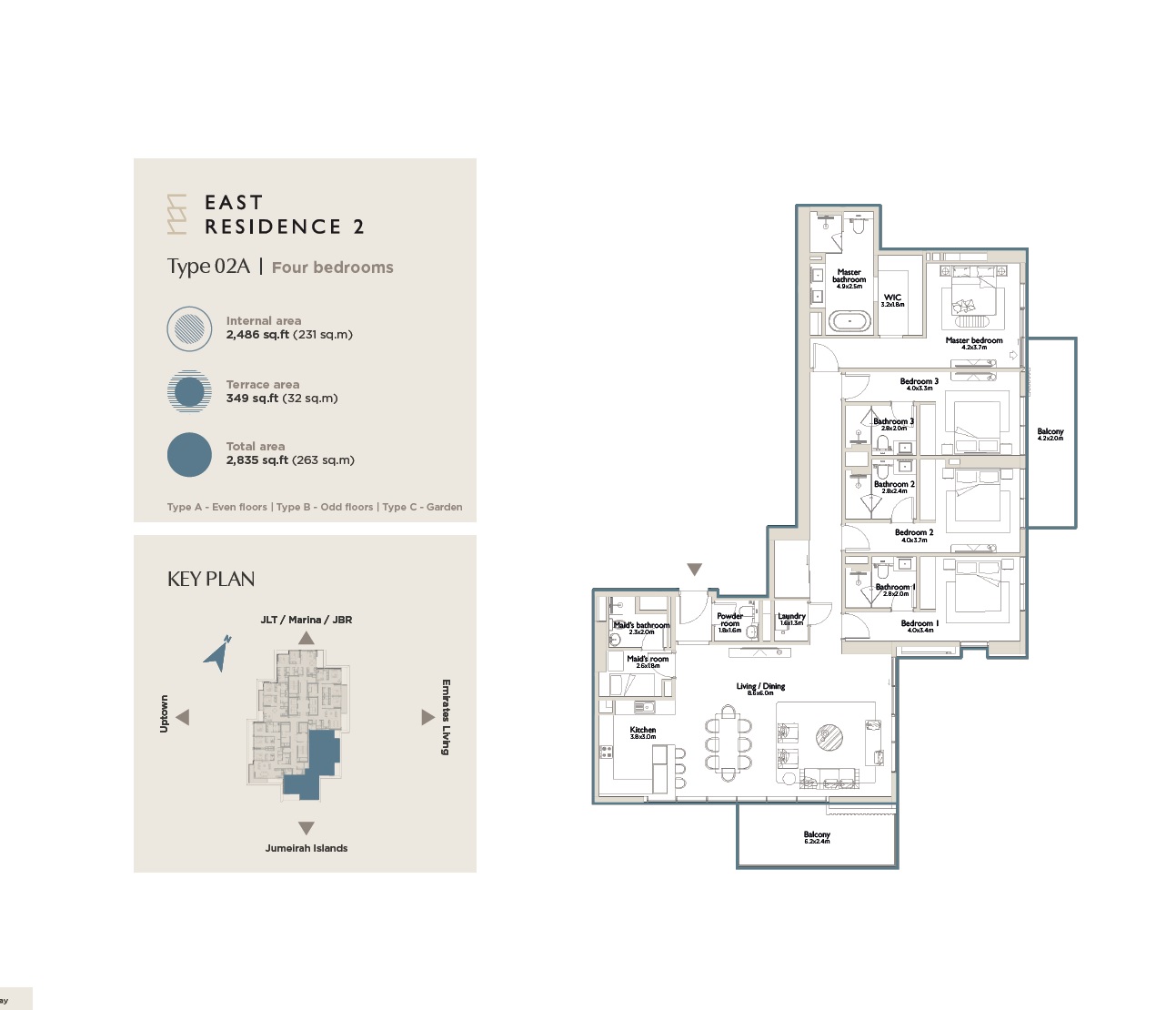 3 Beds 2835 Sq. Ft. Apartment in Palma East Residence